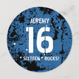 16e verjaardag zestien Rocks BLUE Grunge F16Z Kaart