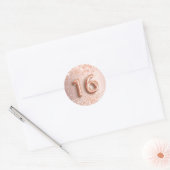 16e verjaardag, zoet 16 roos gouden glitter ronde sticker (Envelop)