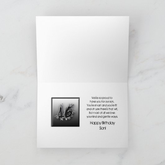 16E VERJAARDAG - ZOON - GRUNGE KAART (Binnen)