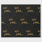 16e verjaardag zwart goud hallo 16 typografie cadeaupapier (Vlak)