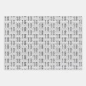 16e verjaardag zwart wit typografie nummers inpakpapier vel (Voorkant 3)