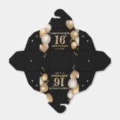 16e verjaardag Zwarte en gouden ballonnen Bedankdoosjes (Uitgevouwen)