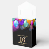 16e verjaardag Zwarte en gouden ballonnen Bedankdoosjes (Geopend)