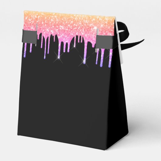 16e verjaardag zwarte glitter roze glam bedankt bedankdoosjes (Achterkant)