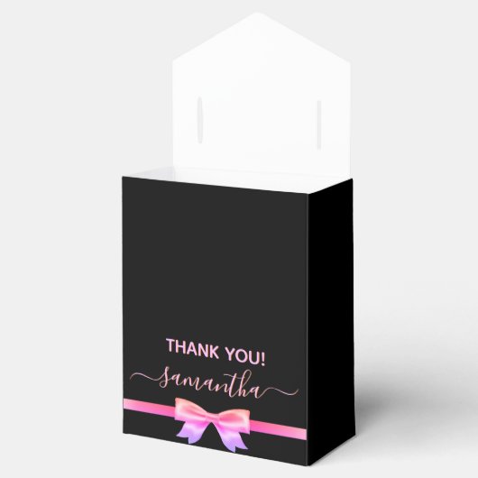 16e verjaardag zwarte glitter roze glam bedankt bedankdoosjes (Geopend)