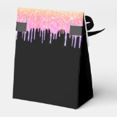 16e verjaardag zwarte regenbooglitter roze dank u bedankdoosjes (Achterkant)