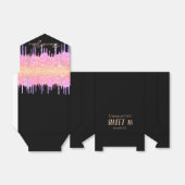 16e verjaardag zwarte regenbooglitter roze dank u bedankdoosjes (Uitgevouwen)