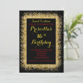 16e verjaardag, zwarte, zwijn, goudrood kaart (Staand voorkant)