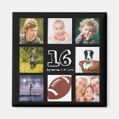 16e verjaardagsfeest foto collage zwarte jongen magneet (Voorkant)