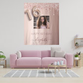 16e verjaardagsfeest foto roze goud glitters roze wandkleed