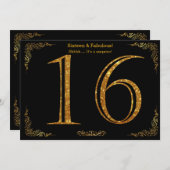 16e Verjaardagsfeest, Gatsby stijl, zwart goud gli Kaart (Voorkant / Achterkant)