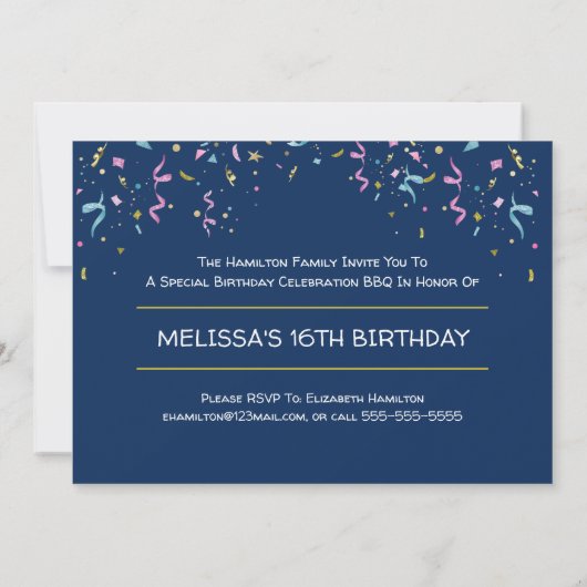 16e verjaardagsfeest met foto kaart (Achterkant)