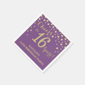 16e verjaardagsfeest Paarse en gouden diamant Servet (Hoek)