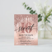 16e Verjaardagsfeest Roze Goud Save The Date  Briefkaart (Staand voorkant)