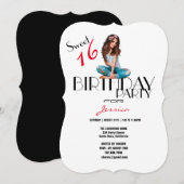 16e Verjaardagsfeest Schattige Meisje Tiener Silho Kaart (Voorkant / Achterkant)