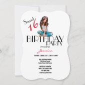 16e Verjaardagsfeest Schattige Meisje Tiener Silho Kaart (Voorkant)