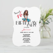 16e Verjaardagsfeest Schattige Meisje Tiener Silho Kaart (Staand voorkant)