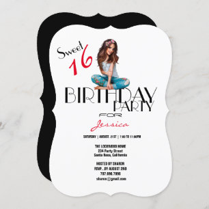16e Verjaardagsfeest Schattige Meisje Tiener Silho Kaart