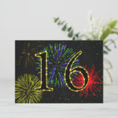 16e verjaardagsfeest uitnodigen kaart (Staand voorkant)