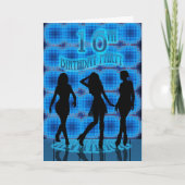 16e verjaardagsfeest uitnodiging, blauwe neon met  (Voorkant)