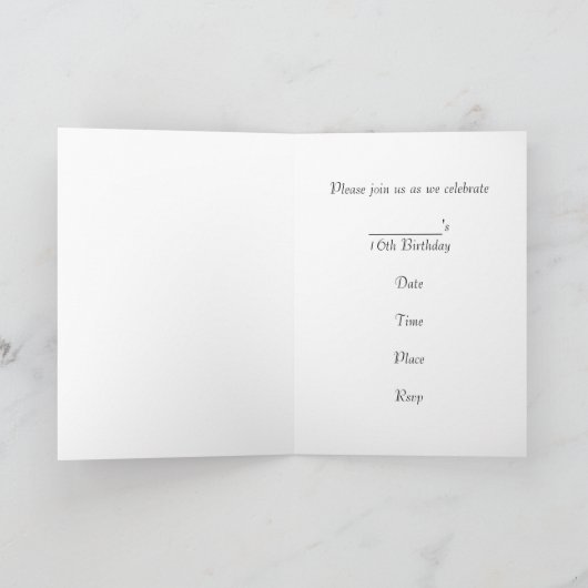 16e verjaardagsfeest uitnodiging, blauwe neon met  (Binnen)