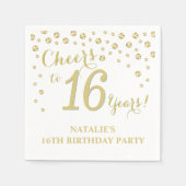 16e Verjaardagsfeest Witte en Gouden Diamant Servet (Voorkant)