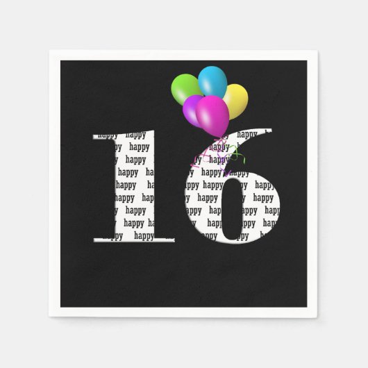 16e verjaardagsfeestballonnen servet (Voorkant)