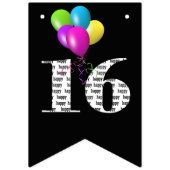 16e verjaardagsfeestballonnen vlaggetjes (Tweede vlag)