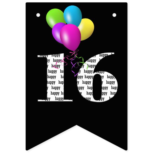 16e verjaardagsfeestballonnen vlaggetjes (Tweede vlag)