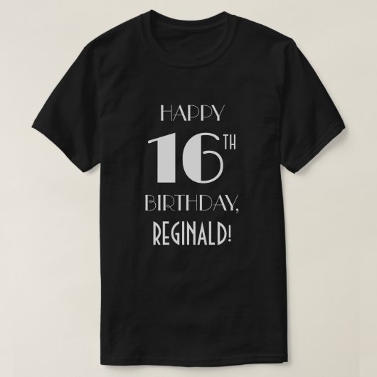 16e verjaardagsfeestje - Art Deco geïnspireerd loo T-shirt (Design voorkant)