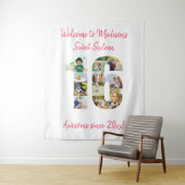 16e verjaardagsfeestje Fotocollage Roze achtergron Wandkleed (In situ)