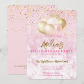 16e verjaardagsfeestje Glamoureus roze Kaart (Voorkant / Achterkant)