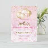 16e verjaardagsfeestje Glamoureus roze Kaart (Staand voorkant)