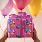 16e verjaardagsfeestje Gouden Roze Glitter Disco B Cadeaupapier