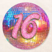 16e verjaardagsfeestje Gouden Roze Glitter Disco B Ronde Kartonnen Onderzetter (Voorkant)