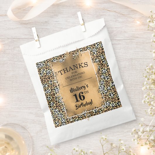 16e verjaardagsfeestje luipaard print gunsttas bedankzakje (Geknipt)