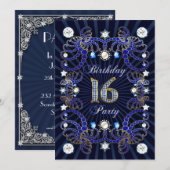 16e verjaardagsfeestje met juwelenmassa's kaart (Voorkant / Achterkant)