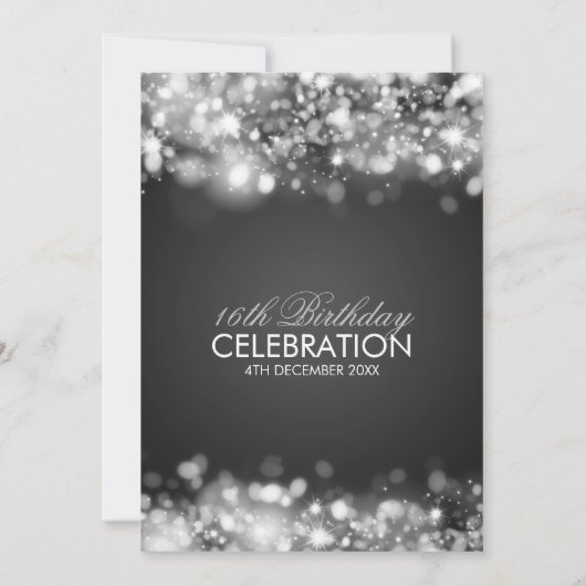 16e verjaardagsfeestje "Save The Date" zilver Kaart (Achterkant)