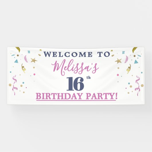 16e verjaardagsfeestje Welkom Spandoek (Horizontaal)