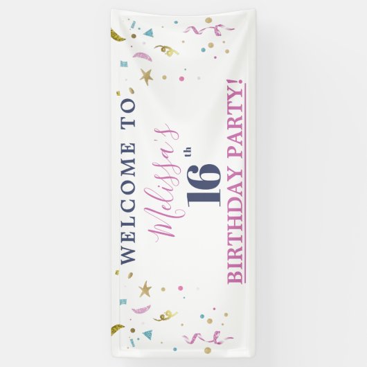 16e verjaardagsfeestje Welkom Spandoek (Verticaal)