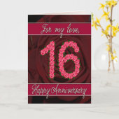 16e verjaardagskaart met rozen en bladeren kaart (Gele Bloem)