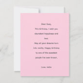 16e verjaardagskaart, notitiekaartje (Achterkant)