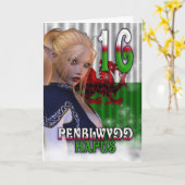16e Verjaardagskaart Welsh, Penblwydd Hapus Biling Kaart (Gele Bloem)