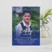 16e verjaardagsuitnodiging Verjaardagsdiner Foto M Kaart (Staand voorkant)