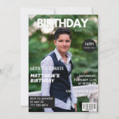 16e verjaardagsuitnodigingen Mannen Hem Magazine H Kaart (Voorkant)