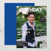 16e verjaardagsuitnodigingen Mannen Hem Magazine H Kaart (Voorkant / Achterkant)