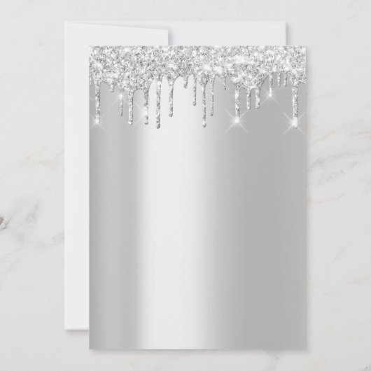 16e vrijgezellenfeest Lash Silver Drips Kaart (Achterkant)