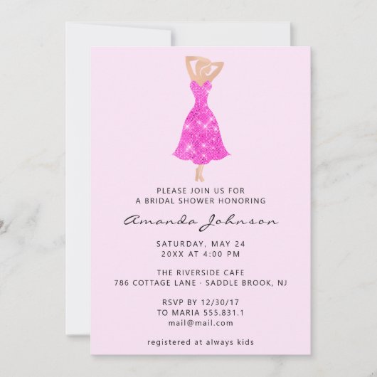 16e Vrijgezellenfeest roze dress-park Kaart (Voorkant)