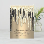 16e Vrijgezellenfeest zwarte glitterschijven Kaart (Staand voorkant)