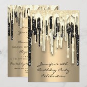 16e Vrijgezellenfeest zwarte glitterschijven Kaart (Voorkant / Achterkant)